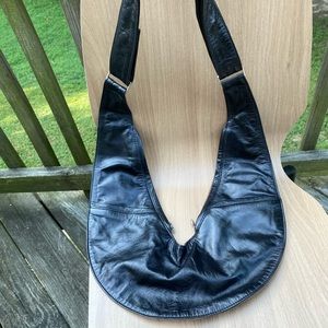 Leather Sash Bag - black and brown